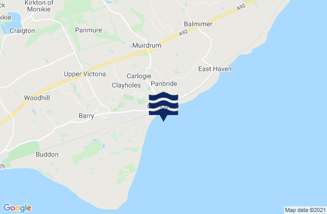 Carnoustie Bay, United Kingdomの潮見表地図