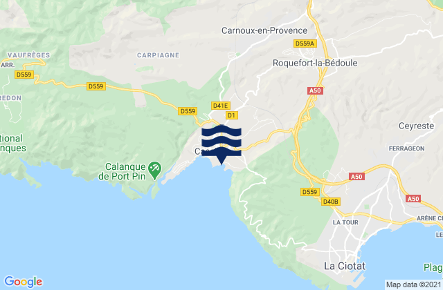Carnoux-en-Provence, Franceの潮見表地図