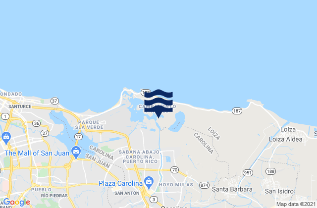 Carolina Barrio-Pueblo, Puerto Ricoの潮見表地図