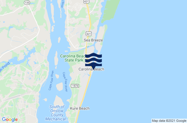 Carolina Beach, United Statesの潮見表地図