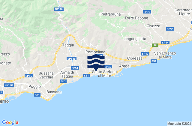 Carpasio, Italyの潮見表地図
