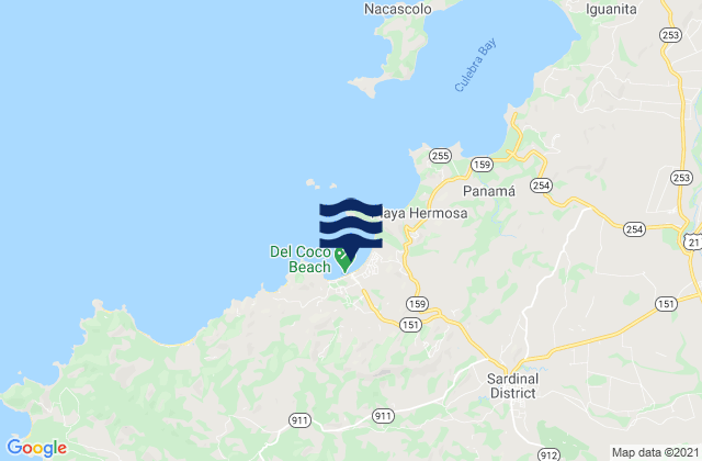 Carrillo, Costa Ricaの潮見表地図