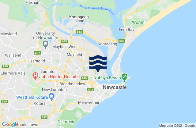 Carrington, Australiaの潮見表地図