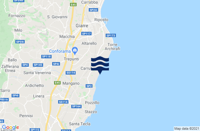 Carruba, Italyの潮見表地図