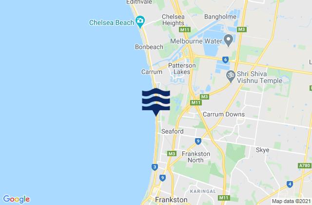 Carrum Downs, Australiaの潮見表地図