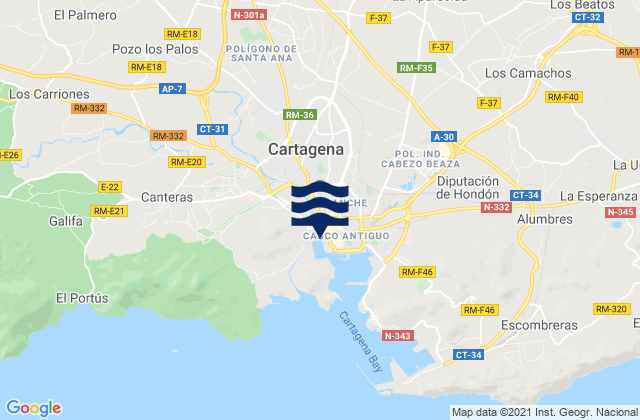 Cartagena, Spainの潮見表地図