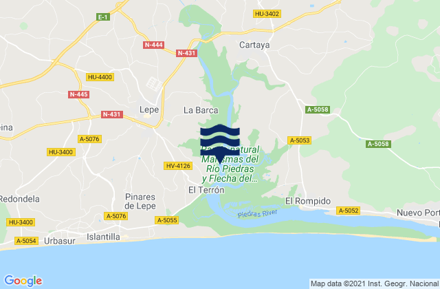 Cartaya, Spainの潮見表地図