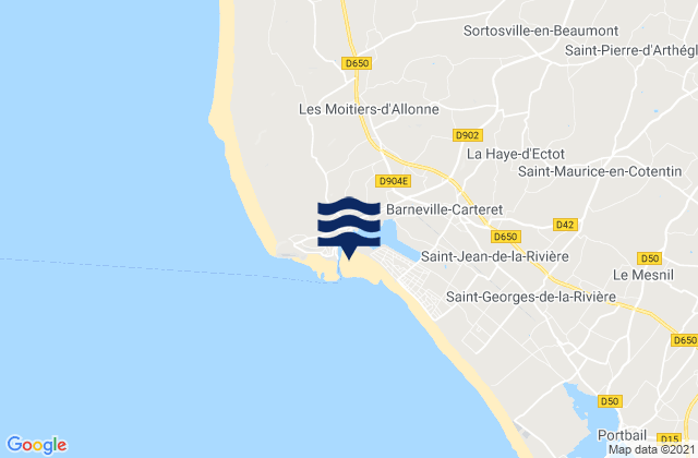 Carteret, Franceの潮見表地図