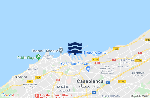 Casablanca, Moroccoの潮見表地図