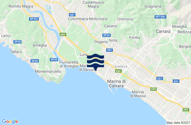 Casano-Dogana-Isola, Italyの潮見表地図