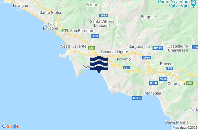 Casarza Ligure, Italyの潮見表地図