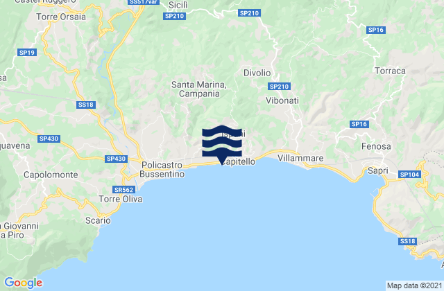 Caselle in Pittari, Italyの潮見表地図