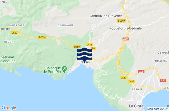 Cassis, Franceの潮見表地図