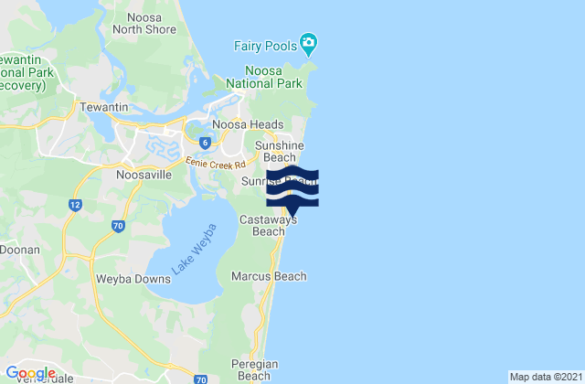 Castaways Beach, Australiaの潮見表地図