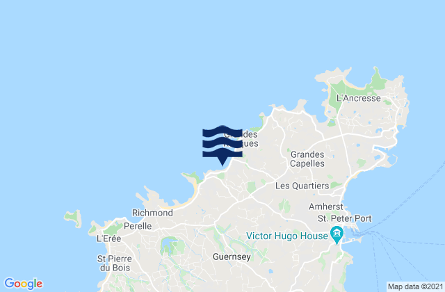 Castel, Guernseyの潮見表地図