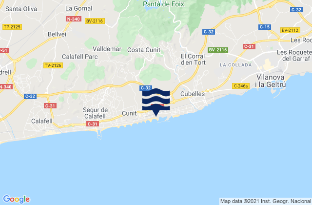 Castellet, Spainの潮見表地図