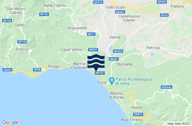 Castelnuovo Cilento, Italyの潮見表地図