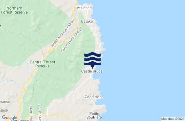 Castle Bruce, Dominicaの潮見表地図