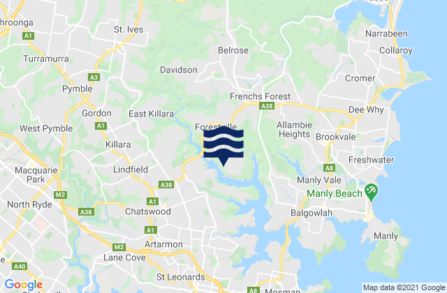 Castle Cove, Australiaの潮見表地図