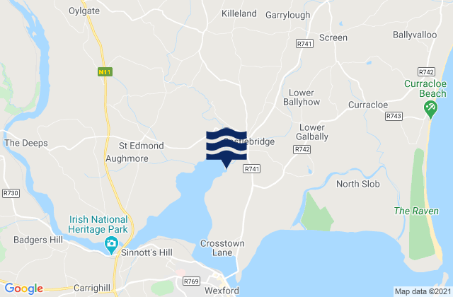 Castlebridge, Irelandの潮見表地図