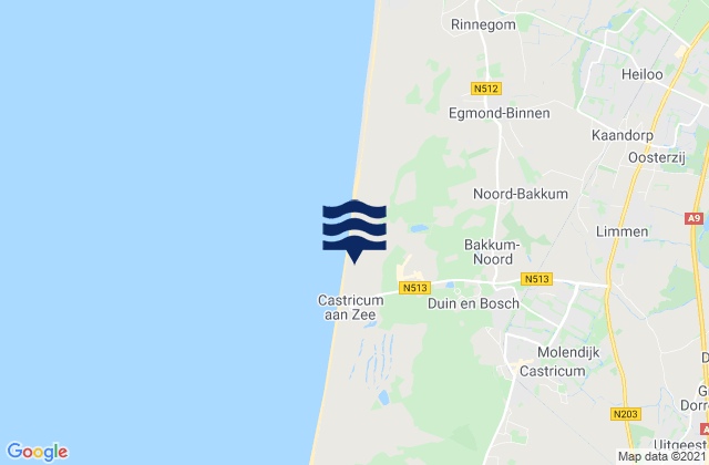 Castricum, Netherlandsの潮見表地図