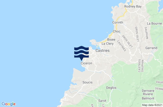 Castries, Saint Luciaの潮見表地図