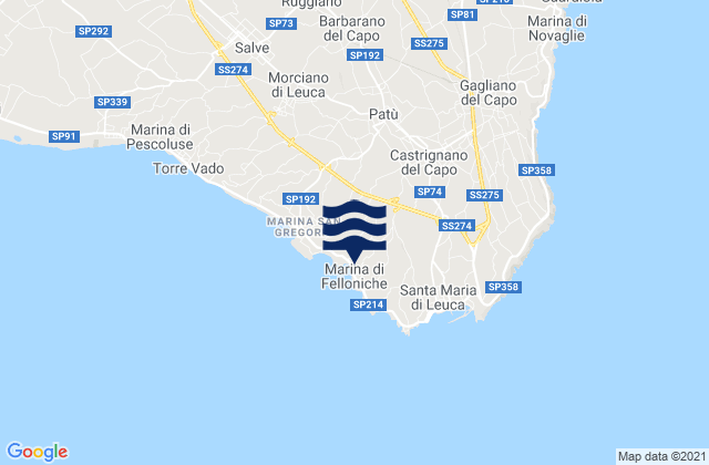 Castrignano del Capo, Italyの潮見表地図