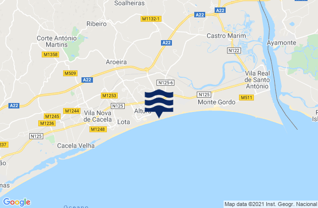Castro Marim, Portugalの潮見表地図