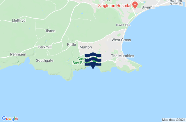 Caswell Bay, United Kingdomの潮見表地図