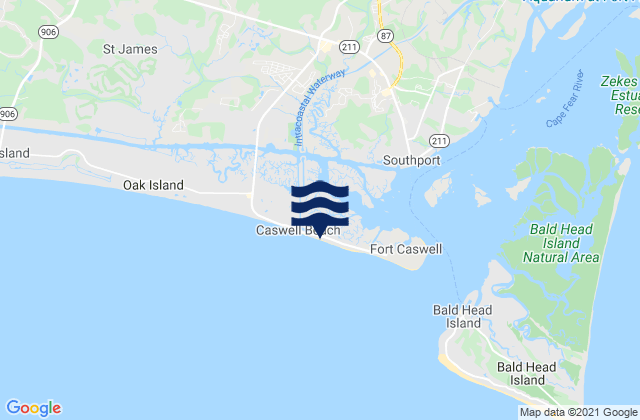 Caswell Beach, United Statesの潮見表地図