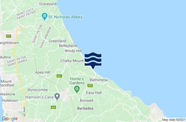Cattlewash, Martiniqueの潮見表地図