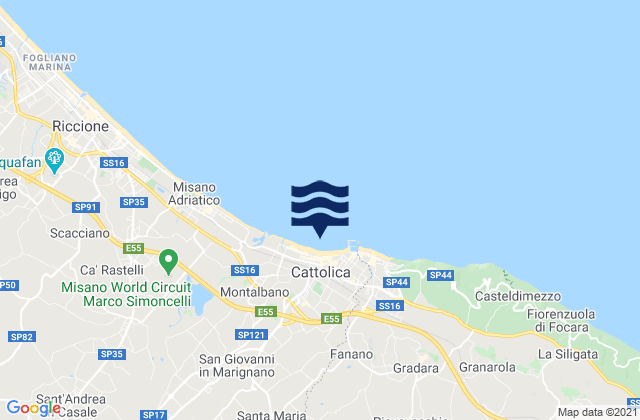 Cattolica, Italyの潮見表地図