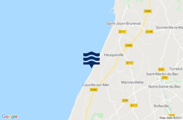 Cauville-sur-Mer, Franceの潮見表地図