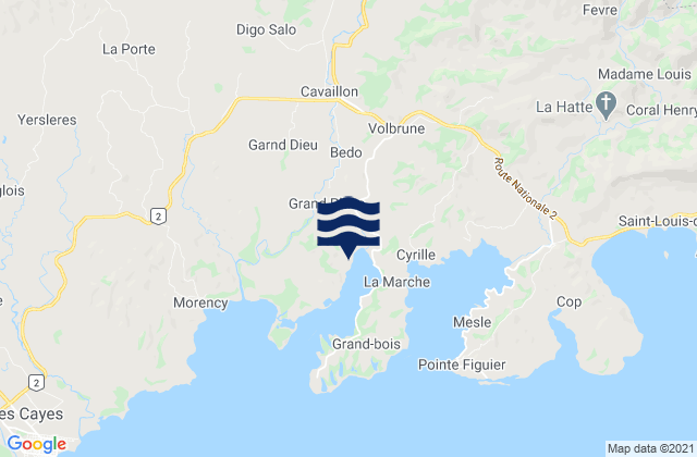 Cavaillon, Haitiの潮見表地図