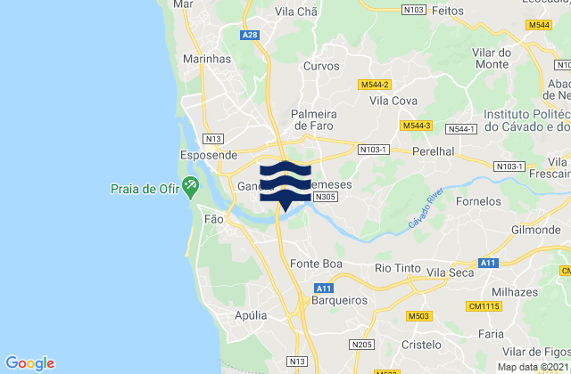 Cavalos de Fao, Portugalの潮見表地図