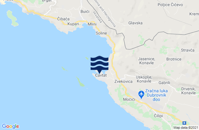 Cavtat, Croatiaの潮見表地図
