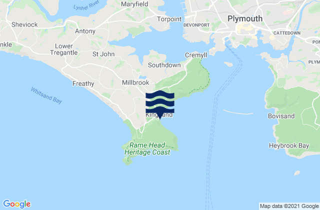 Cawsand Bay Beach, United Kingdomの潮見表地図