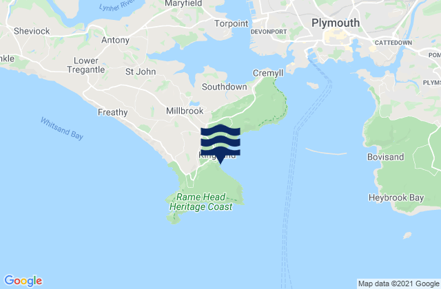 Cawsand Bay, United Kingdomの潮見表地図