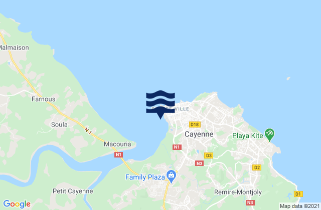 Cayenne, French Guianaの潮見表地図