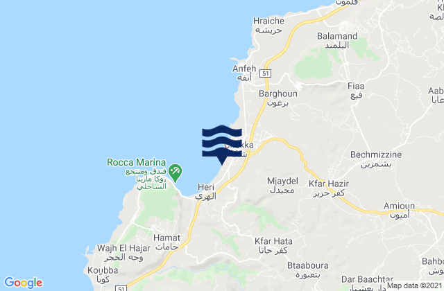 Caza de Batroun, Lebanonの潮見表地図