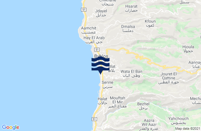 Caza de Jbayl, Lebanonの潮見表地図