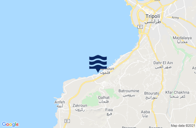 Caza de Koura, Lebanonの潮見表地図