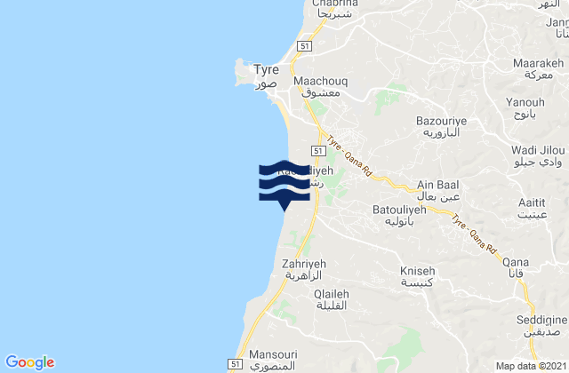 Caza de Tyr, Lebanonの潮見表地図