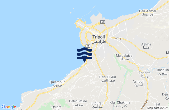 Caza de Zgharta, Lebanonの潮見表地図