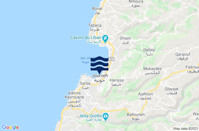 Caza du Matn, Lebanonの潮見表地図