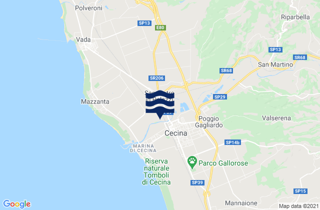 Cecina, Italyの潮見表地図