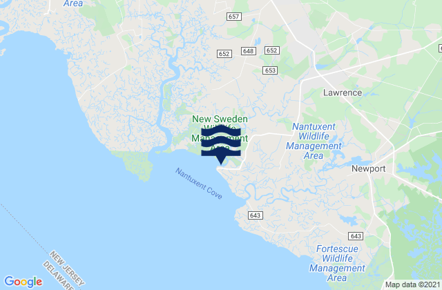 Cedar Creek Entrance (Nantuxent Cove), United Statesの潮見表地図