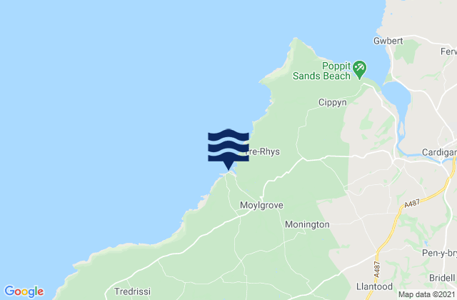 Ceibwr Bay Beach, United Kingdomの潮見表地図