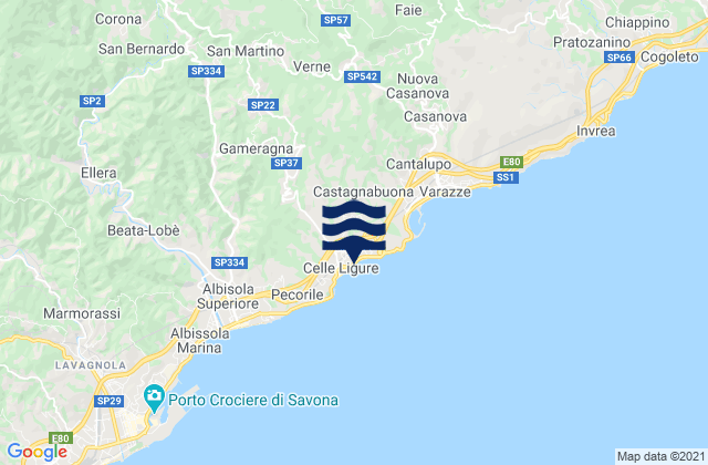 Celle Ligure, Italyの潮見表地図
