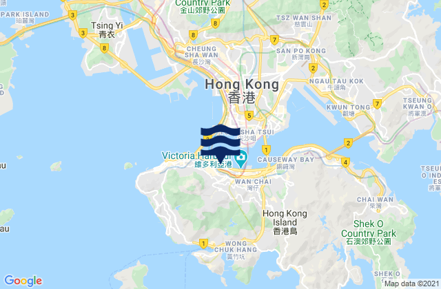 Central, Hong Kongの潮見表地図